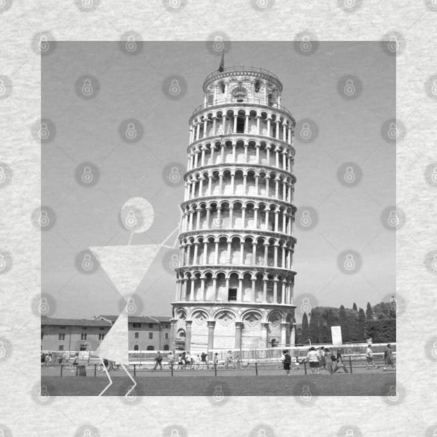 Warli man at the Leaning Tower of Pisa by AmitDesignsTees